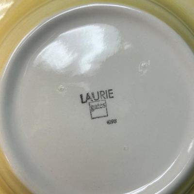 Set of Four Laurie Gates Wide Rime Soup Pasta Bowls Pale Yellow 1998