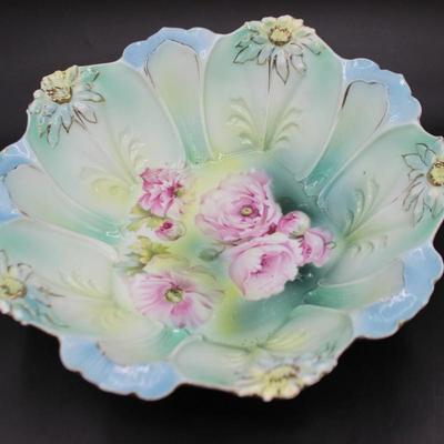 Vintage Victorian RS Prussia Daisy Mold Porcelain Floral Display Bowl