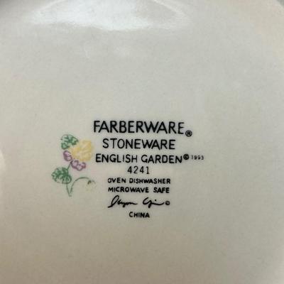 Vintage Flower Pattern Farberware Stoneware Service for Four English Garden 4241 Missing One Cup