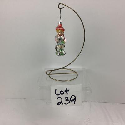 Lot 239 Vintage Christopher Radko Blown Glass Ornament â€œ Easter Boy â€œ holding Bunny, Hummel Style Ornament