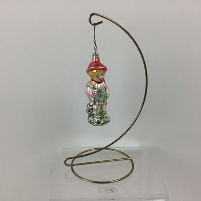 Lot 239 Vintage Christopher Radko Blown Glass Ornament â€œ Easter Boy â€œ holding Bunny, Hummel Style Ornament