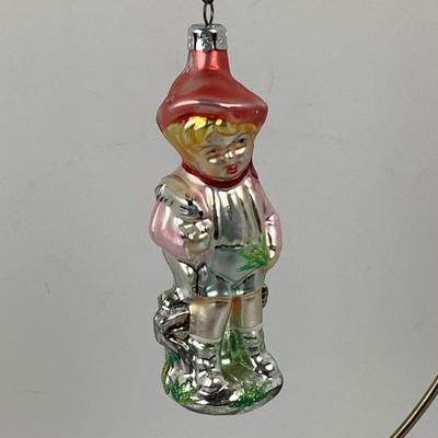 Lot 239 Vintage Christopher Radko Blown Glass Ornament â€œ Easter Boy â€œ holding Bunny, Hummel Style Ornament