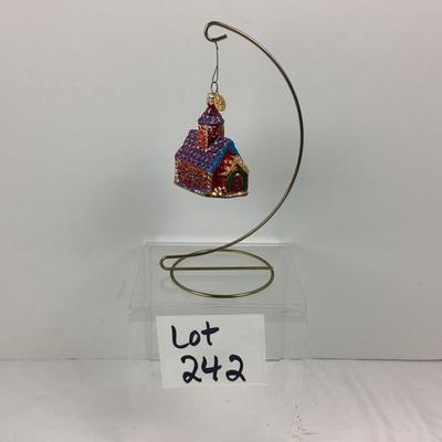 Lot 242  Vintage Christopher Radko Hand Blown Glass Ornament â€œ Gingerbread Hill Chapel â€œ