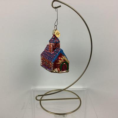 Lot 242  Vintage Christopher Radko Hand Blown Glass Ornament â€œ Gingerbread Hill Chapel â€œ