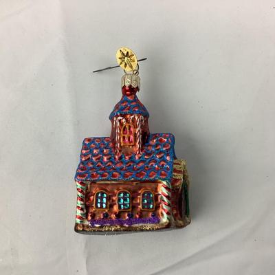 Lot 242  Vintage Christopher Radko Hand Blown Glass Ornament â€œ Gingerbread Hill Chapel â€œ