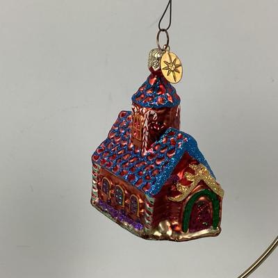 Lot 242  Vintage Christopher Radko Hand Blown Glass Ornament â€œ Gingerbread Hill Chapel â€œ