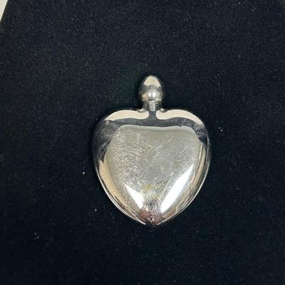 Vintage Antique Victorian Heart Shaped Purse Pocket Perfume Atomizer Bottle Silver Plate