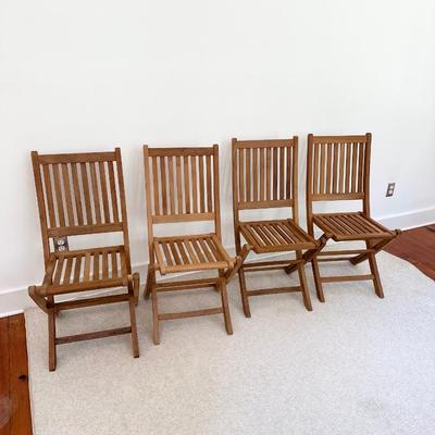 STAR COM ~ Set Four (4) Outdoor Teak Folding Chairs