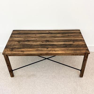 MUDHUT PRDANA ~ Rustic Wood With Metal Crossbar Coffee Table