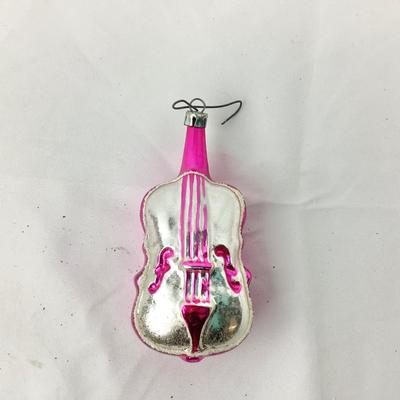 Lot 270 Vintage Mercury Blown Glass Ornament, Retro Heirloom Christmas Gift & VIntage Glass Guitar Ornament, Poland Vintage...