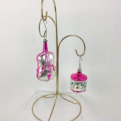 Lot 270 Vintage Mercury Blown Glass Ornament, Retro Heirloom Christmas Gift & VIntage Glass Guitar Ornament, Poland Vintage...