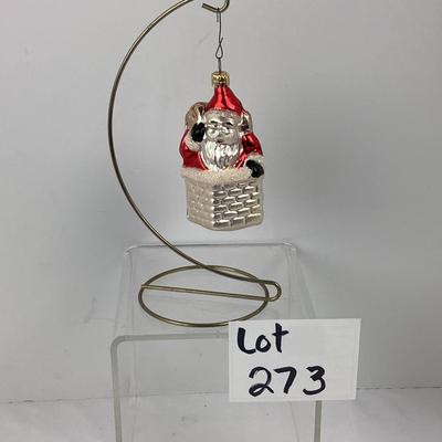 Lot 273 Vintage Blown Glass Santa Ornament