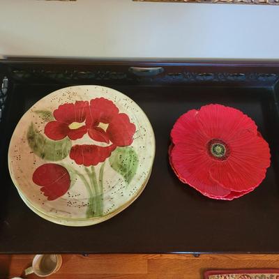 Nanette Vacher "Ambiance" Fleur Rouge & Fleur Rustique Poppy Dishes & More (DR-CE)