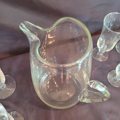 Glass Pitcher with Goblet Style Glasses (K-CE)
