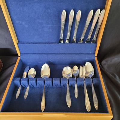 Two Six-Person Sets of Flatware by Wm Rogers in Wood Cases (DR-CE)