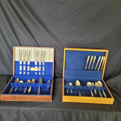 Two Six-Person Sets of Flatware by Wm Rogers in Wood Cases (DR-CE)