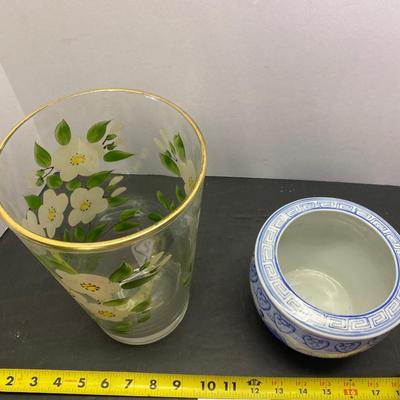 Planter and Beautiful Painted Vase