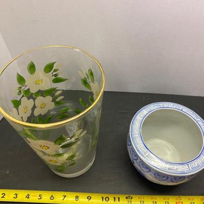 Planter and Beautiful Painted Vase