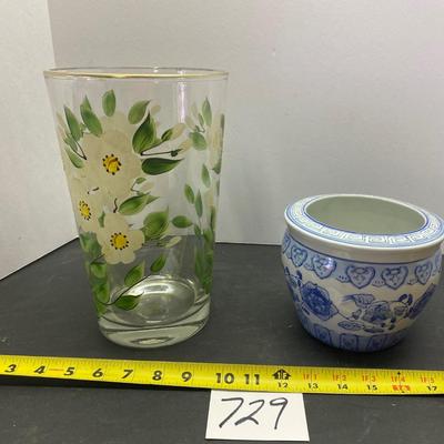 Planter and Beautiful Painted Vase