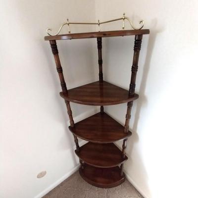 WOODEN CORNER FOUR SHELF UNIT