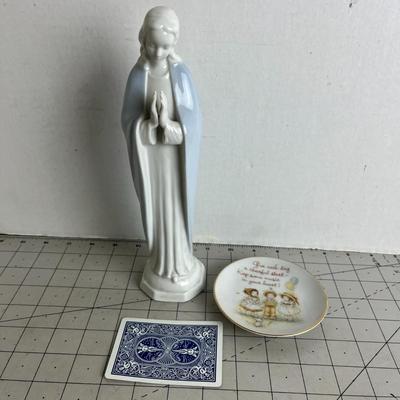 Praying Woman and Inspirational Mini Wall Plate