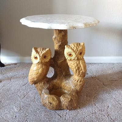 CUTE LITTLE OWL BASE MARBLE TOP TABLE/STAND