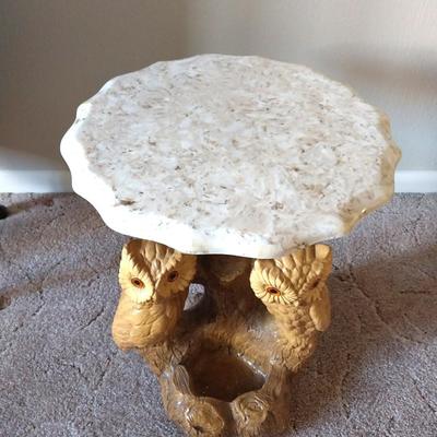 CUTE LITTLE OWL BASE MARBLE TOP TABLE/STAND