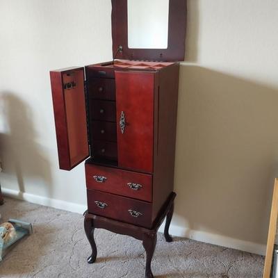 VERY NICE WOODEN JEWELRY ARMOIRE
