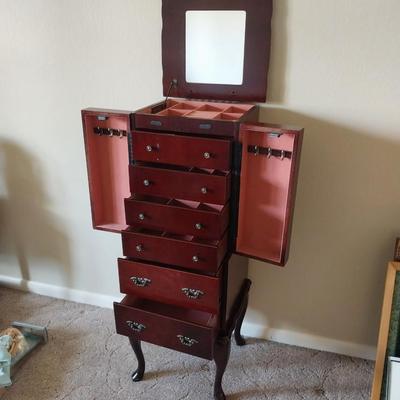 VERY NICE WOODEN JEWELRY ARMOIRE