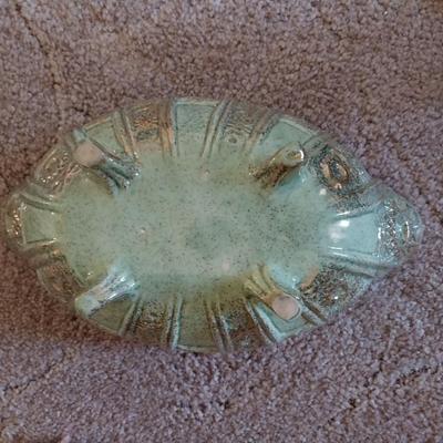 COLORFUL TURTLE LIGHT-VINTAGE DISH-GREEN CANDY DISH WITH LID