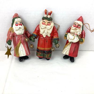 257 Vintage House of Hatten Santa Ornament Lot