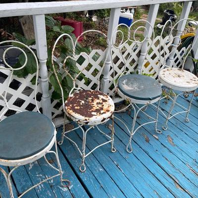 4 wrought iron ice cream chairs
