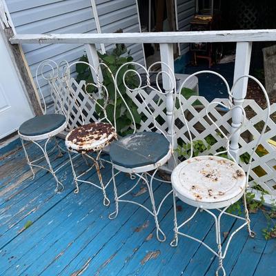 4 wrought iron ice cream chairs