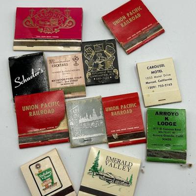 Mixed Lot of Vintage Matchbooks Railroad Hotels Restaurants