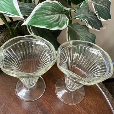 Pair of old fashioned Sundae glasses