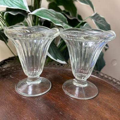 Pair of old fashioned Sundae glasses