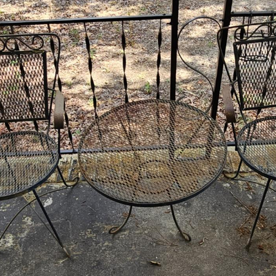 IRON TABLE AND CHAIRS