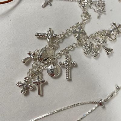 925 Cross Necklaces with Ring & Bracelets (B5-SS)