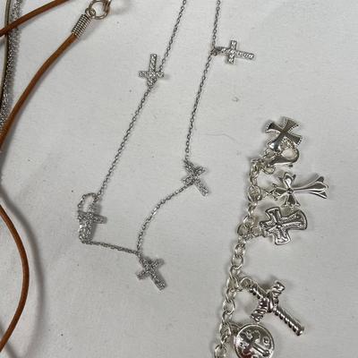 925 Cross Necklaces with Ring & Bracelets (B5-SS)