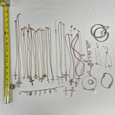 925 Cross Necklaces with Ring & Bracelets (B5-SS)