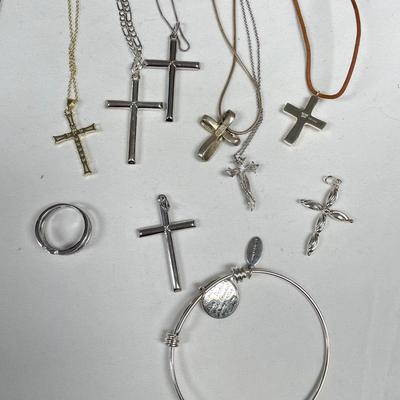 925 Cross Necklaces with Ring & Bracelets (B5-SS)
