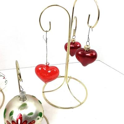 287 Vintage Red Glass Ornament Lot Hearts Austria