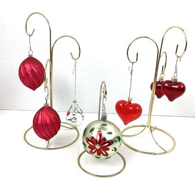 287 Vintage Red Glass Ornament Lot Hearts Austria