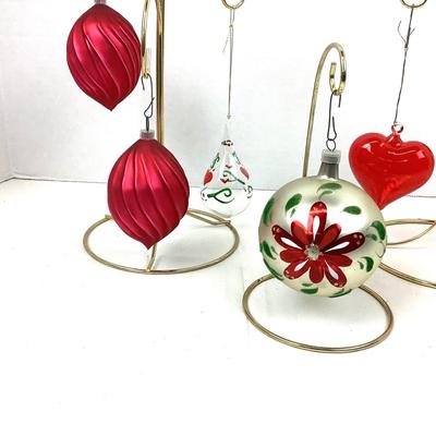 287 Vintage Red Glass Ornament Lot Hearts Austria