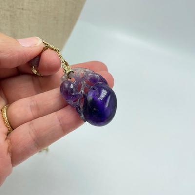 14K Gold with Carved Amethyst Pendant (B5-SS)
