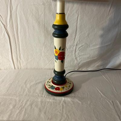 Folk Art Style Floral Painted Wooden Bucket & Table Lamp (LR-MG)