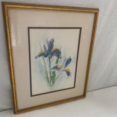 Framed Janet Gerlach Iris Watercolor Painting (LR-HS)