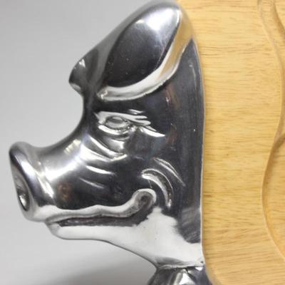 Retro Hardwood Metal Aluminum Pig Hog Kitchen Cutting Carving Board