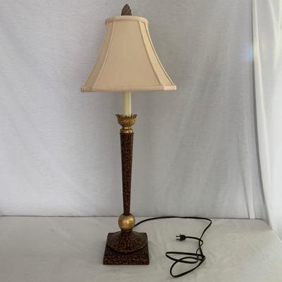 Small Wood Table with Gold Accented Lamp (LR-HS)