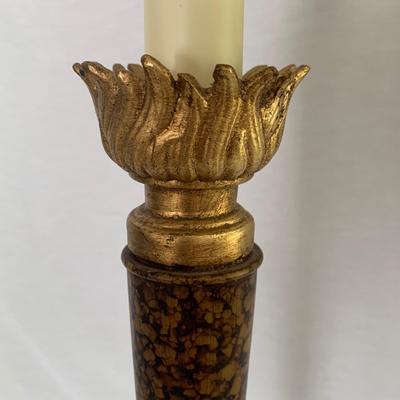 Small Wood Table with Gold Accented Lamp (LR-HS)